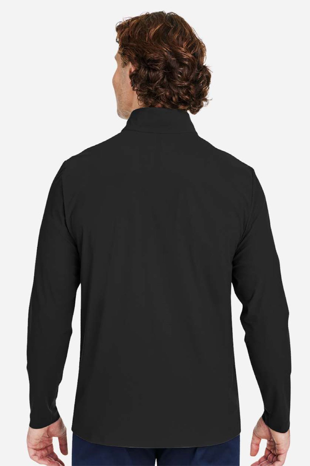 Devon & Jones DG410 Mens CrownLux Performance Windsor Welded 1/4 Zip Sweatshirt Black Model Back