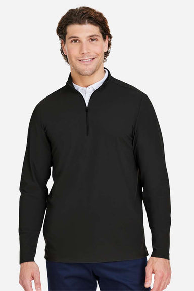 Devon & Jones DG410 Mens CrownLux Performance Windsor Welded 1/4 Zip Sweatshirt Black Model Front