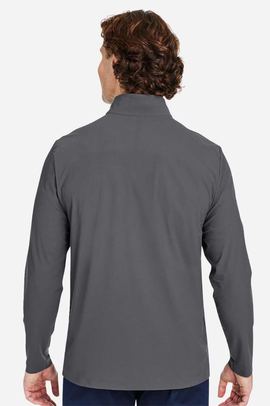 Devon & Jones DG410 Mens CrownLux Performance Windsor Welded 1/4 Zip Sweatshirt Graphite Grey Model Back