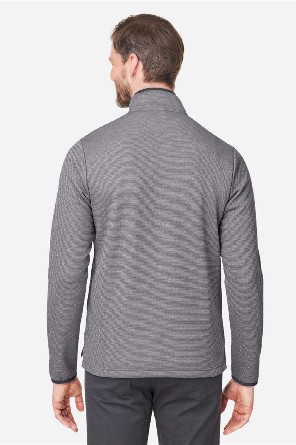 Core 365 CE73 Mens Venture Heathered Stripe 1/4 Zip Sweatshirt Black/White Model Back