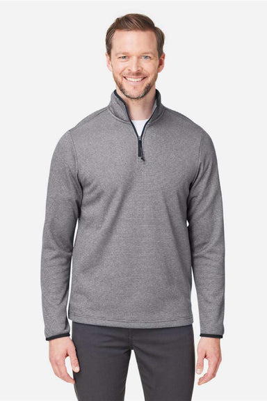 Core 365 CE73 Mens Venture Heathered Stripe 1/4 Zip Sweatshirt Black/White Model Front