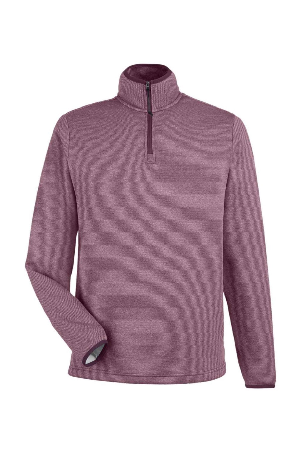 Core 365 CE73 Mens Venture Heathered Stripe 1/4 Zip Sweatshirt Burgundy/White Flat Front