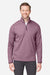 Core 365 CE73 Mens Venture Heathered Stripe 1/4 Zip Sweatshirt Burgundy/White Model Front