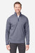 Core 365 CE73 Mens Venture Heathered Stripe 1/4 Zip Sweatshirt Classic Navy Blue/White Model Front