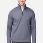 Core 365 Mens Venture Heathered Stripe Moisture Wicking 1/4 Zip Sweatshirt - Classic Navy Blue/White - New