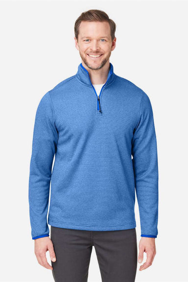 Core 365 CE73 Mens Venture Heathered Stripe 1/4 Zip Sweatshirt True Royal Blue/White Model Front