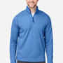 Core 365 Mens Venture Heathered Stripe Moisture Wicking 1/4 Zip Sweatshirt - True Royal Blue/White - New