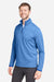 Core 365 CE73 Mens Venture Heathered Stripe 1/4 Zip Sweatshirt True Royal Blue/White Model Side