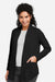 Devon & Jones DP125W Womens Raleigh Stretch Moisture Wicking Long Sleeve Cardigan Sweater w/ Pockets Black Model Side
