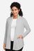 Devon & Jones DP125W Womens Raleigh Stretch Long Sleeve Cardigan Sweater Grey Model Side