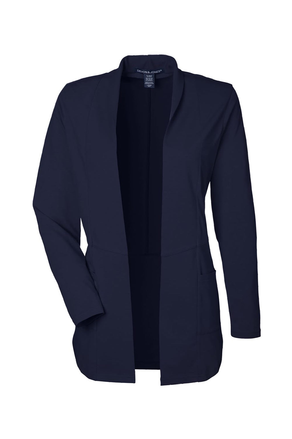 Devon & Jones DP125W Womens Raleigh Stretch Long Sleeve Cardigan Sweater Navy Blue Flat Front