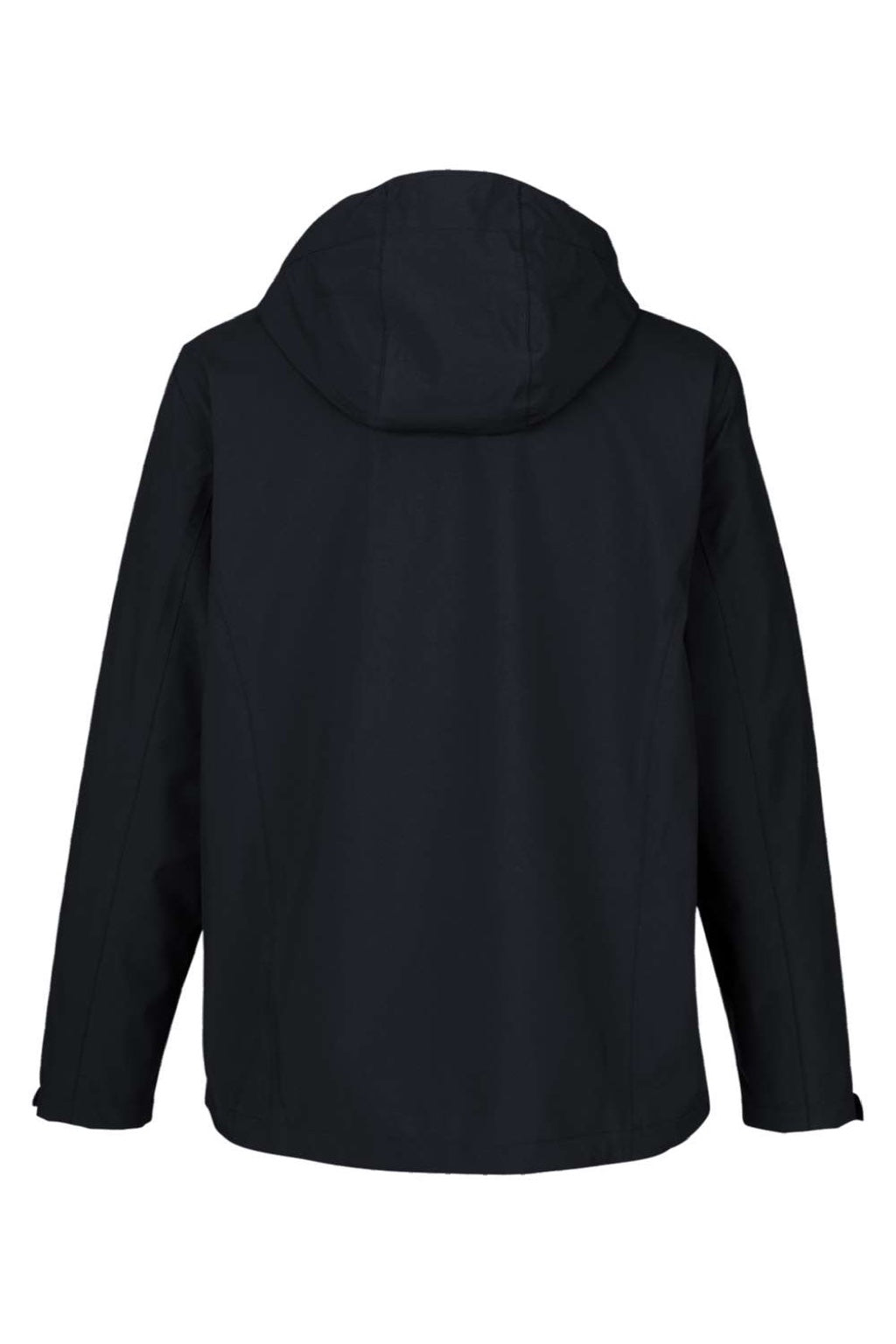 Core 365 CE712 Mens Barrier Packable Full Zip Hooded Rain Jacket Black Flat Back