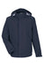 Core 365 CE712 Mens Barrier Packable Full Zip Hooded Rain Jacket Classic Navy Blue Flat Front