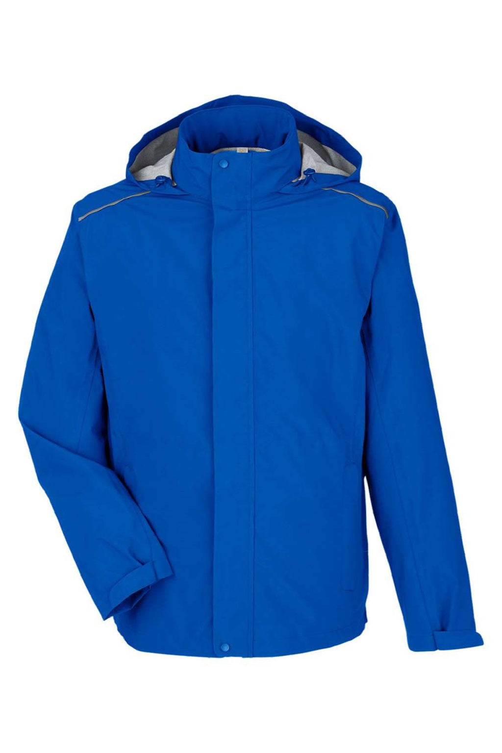 Core 365 CE712 Mens Barrier Packable Full Zip Hooded Rain Jacket True Royal Blue Flat Front