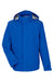 Core 365 CE712 Mens Barrier Packable Full Zip Hooded Rain Jacket True Royal Blue Flat Front