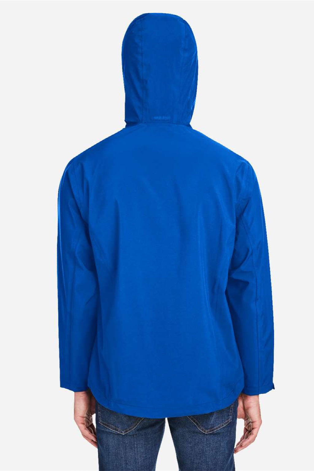 Core 365 CE712 Mens Barrier Packable Full Zip Hooded Rain Jacket True Royal Blue Model Back