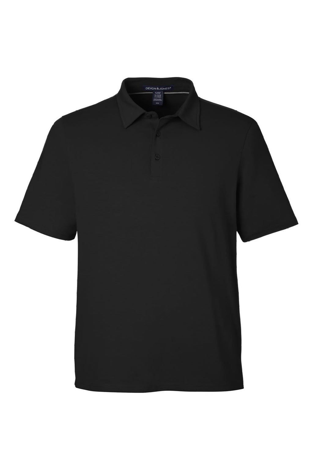 Devon & Jones DG120 Mens Raleigh Stretch Short Sleeve Polo Shirt Black Flat Front