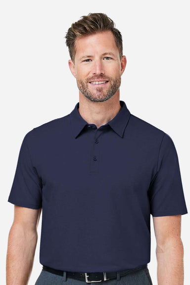 Devon & Jones DG120 Mens Raleigh Stretch Short Sleeve Polo Shirt Navy Blue Model Front