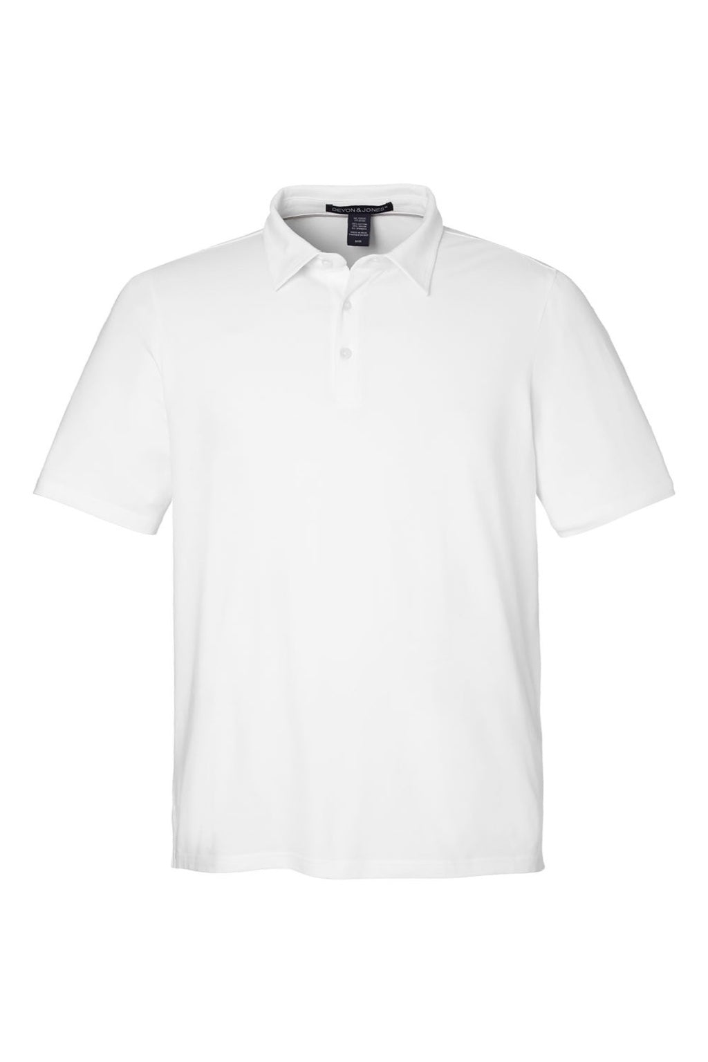 Devon & Jones DG120 Mens Raleigh Stretch Short Sleeve Polo Shirt White Flat Front