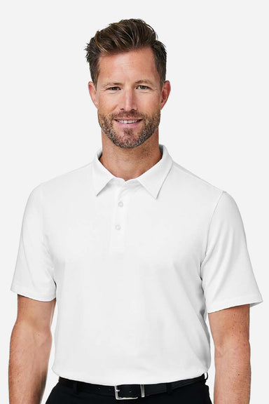 Devon & Jones DG120 Mens Raleigh Stretch Short Sleeve Polo Shirt White Model Front