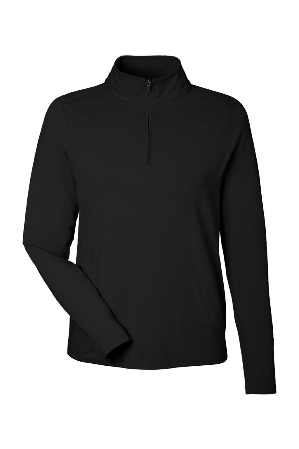 Devon & Jones DG425W Womens Raleigh Stretch 1/4 Zip Sweatshirt Black Flat Front