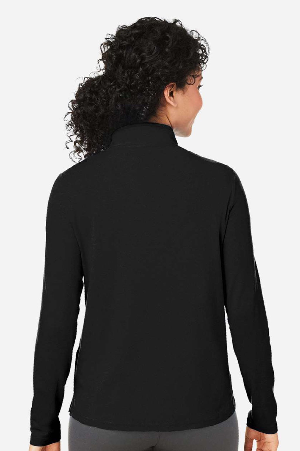Devon & Jones DG425W Womens Raleigh Stretch 1/4 Zip Sweatshirt Black Model Back