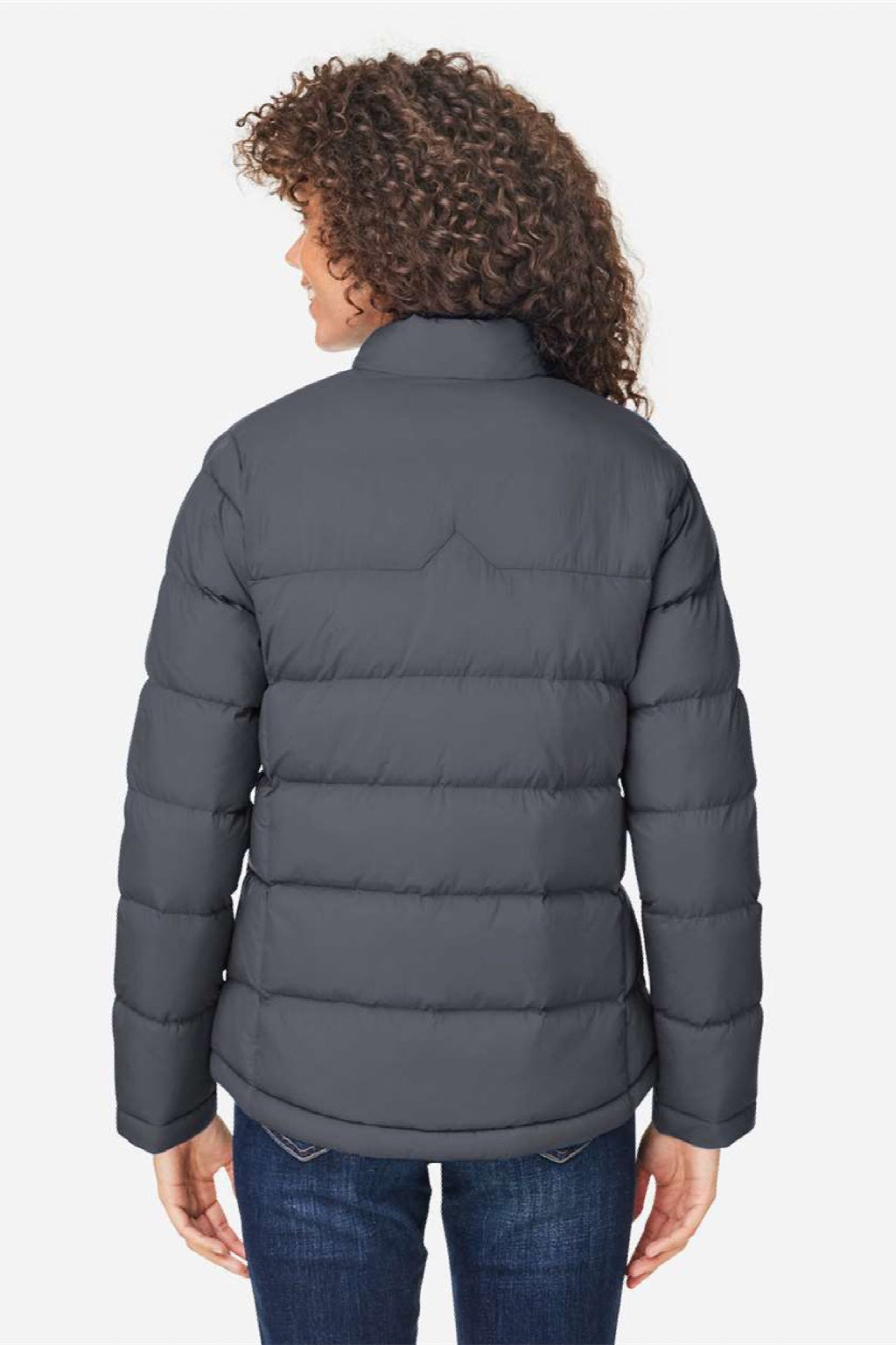 Core 365 CE720W Womens Inspire Full Zip Puffer Jacket Carbon Grey Model Back