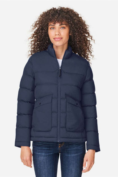 Core 365 CE720W Womens Inspire Full Zip Puffer Jacket Classic Navy Blue Model Front