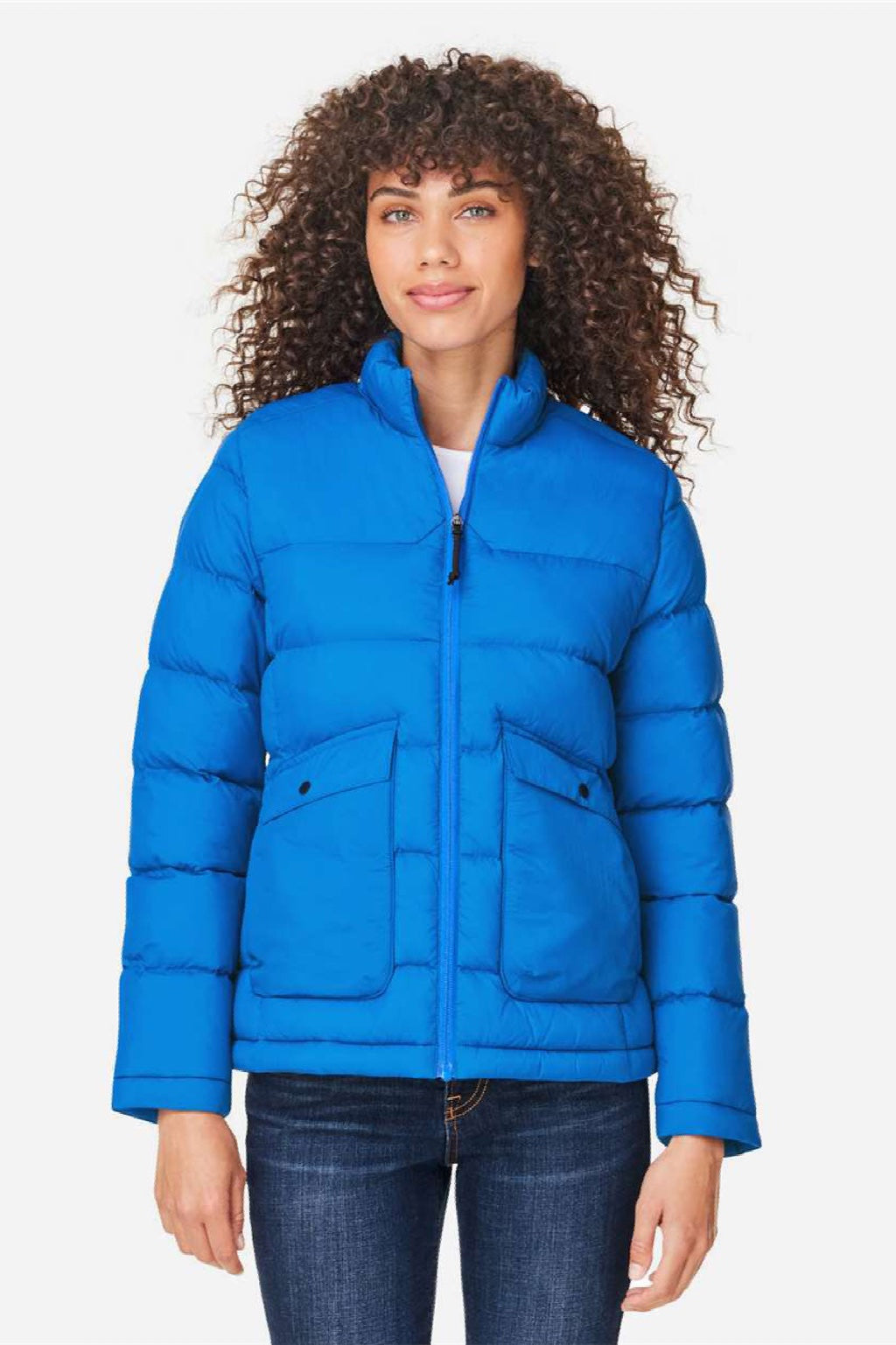 Core 365 CE720W Womens Inspire Full Zip Puffer Jacket True Royal Blue Model Front