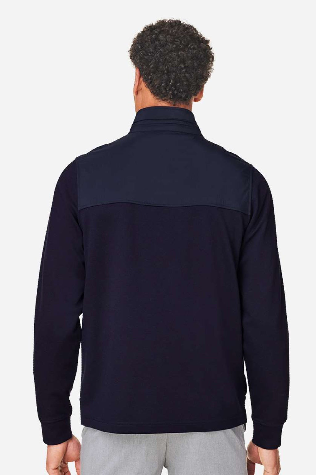 Devon & Jones DG71 Mens Full Zip Club Jacket Navy Blue Model Back