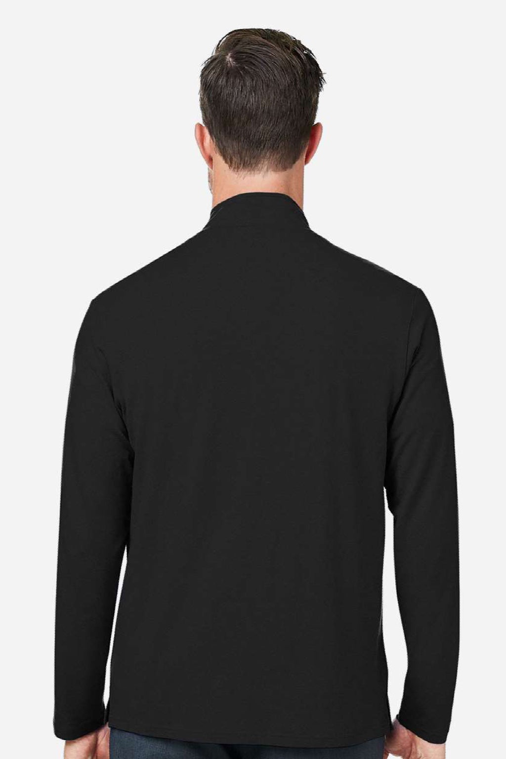 Devon & Jones DG425 Mens Raleigh Stretch 1/4 Zip Sweatshirt Black Model Back
