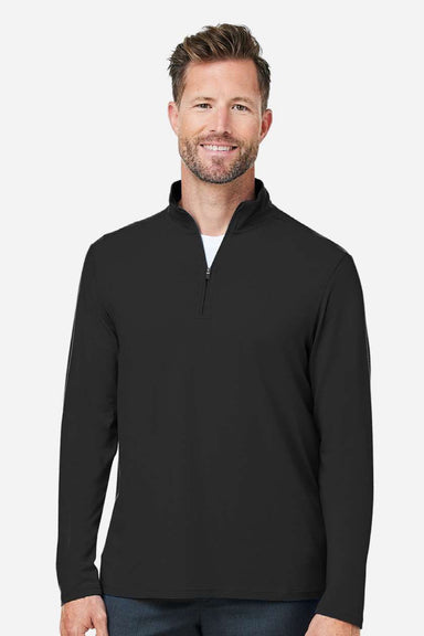 Devon & Jones DG425 Mens Raleigh Stretch 1/4 Zip Sweatshirt Black Model Front