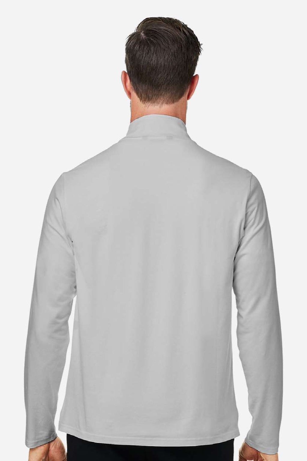 Devon & Jones DG425 Mens Raleigh Stretch 1/4 Zip Sweatshirt Grey Model Back