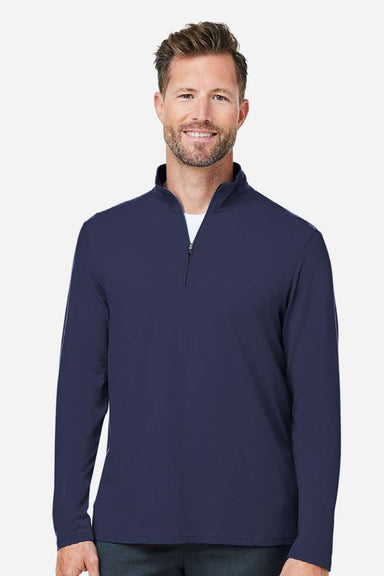 Devon & Jones DG425 Mens Raleigh Stretch 1/4 Zip Sweatshirt Navy Blue Model Front