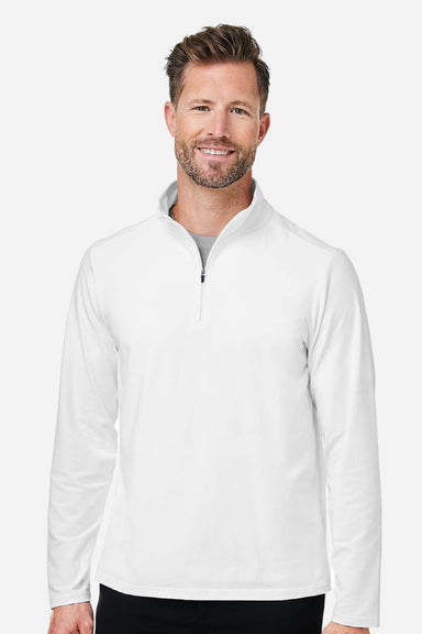Devon & Jones DG425 Mens Raleigh Stretch 1/4 Zip Sweatshirt White Model Front