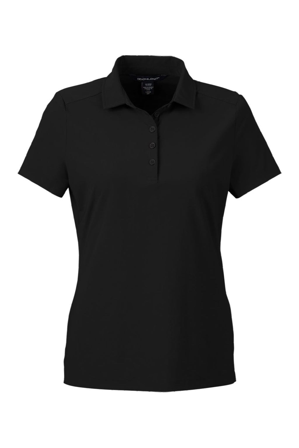 Devon & Jones DG110W Womens CrownLux Performance Windsor Welded Short Sleeve Polo Shirt Black Flat Front