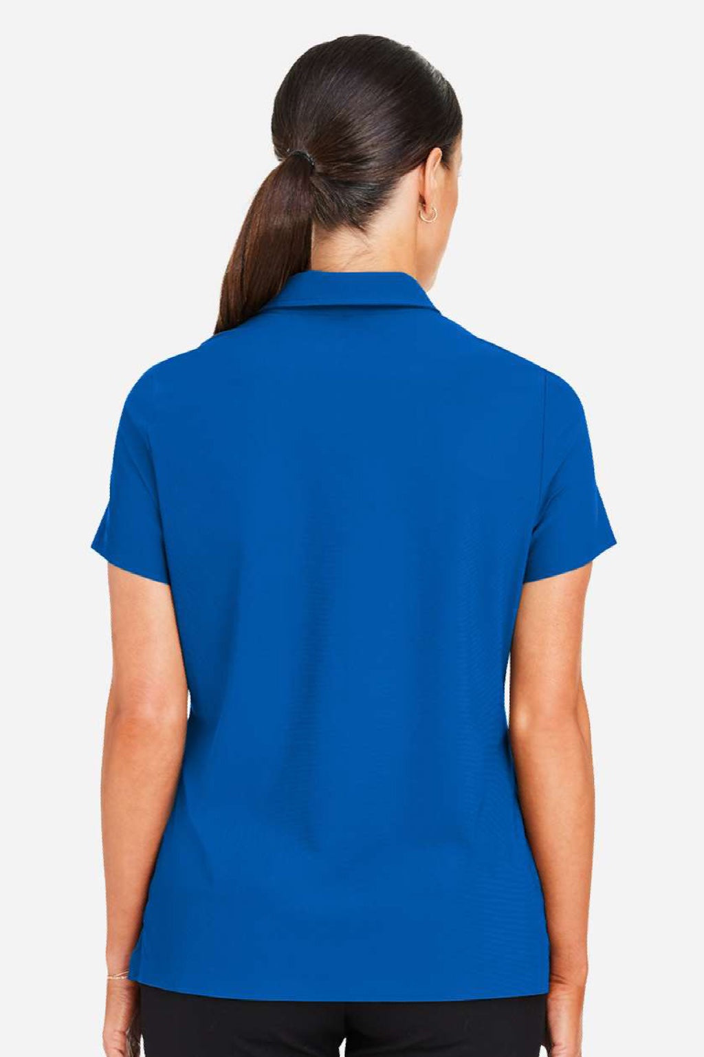 Devon & Jones DG110W Womens CrownLux Performance Windsor Welded Short Sleeve Polo Shirt French Blue Model Back