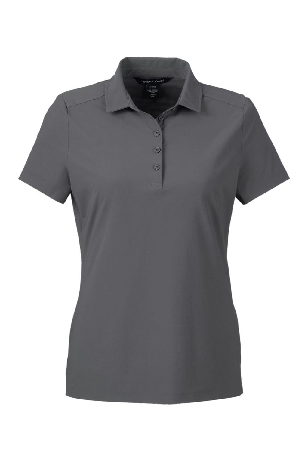 Devon & Jones DG110W Womens CrownLux Performance Windsor Welded Short Sleeve Polo Shirt Graphite Grey Flat Front