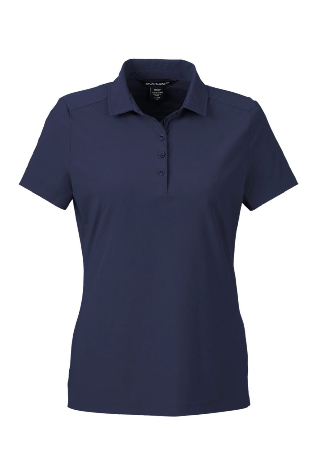 Devon & Jones DG110W Womens CrownLux Performance Windsor Welded Short Sleeve Polo Shirt Navy Blue Flat Front