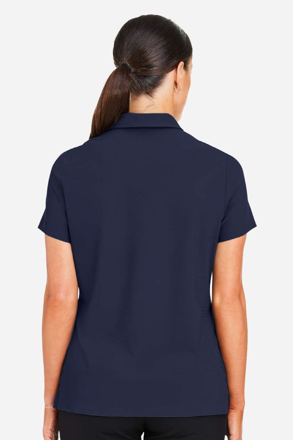 Devon & Jones DG110W Womens CrownLux Performance Windsor Welded Short Sleeve Polo Shirt Navy Blue Model Back