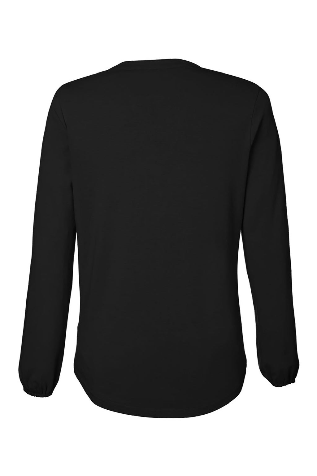 Devon & Jones DP122W Womens Raleigh Moisture Wicking V-Neck Long Sleeve Shirt Black Flat Back