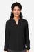 Devon & Jones DP122W Womens Raleigh V-Neck Knit Long Sleeve Shirt Black Model Front