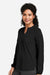 Devon & Jones DP122W Womens Raleigh V-Neck Knit Long Sleeve Shirt Black Model Side