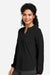 Devon & Jones DP122W Womens Raleigh Moisture Wicking V-Neck Long Sleeve Shirt Black Model Side