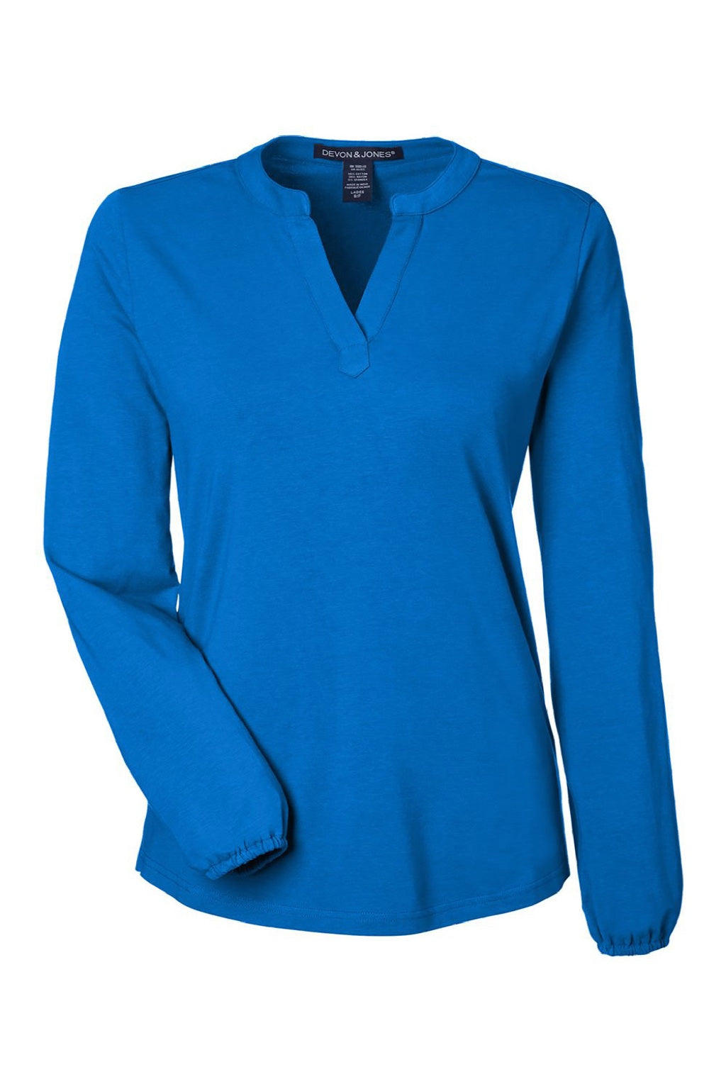 Devon & Jones DP122W Womens Raleigh V-Neck Knit Long Sleeve Shirt French Blue Flat Front
