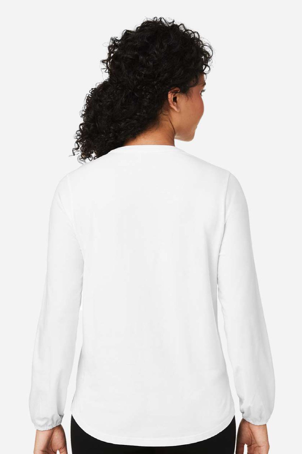 Devon & Jones DP122W Womens Raleigh V-Neck Knit Long Sleeve Shirt White Model Back