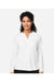 Devon & Jones DP122W Womens Raleigh V-Neck Knit Long Sleeve Shirt White Model Front
