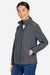 Core 365 CE712W Womens Barrier Packable Full Zip Hooded Rain Jacket Carbon Grey Model Side