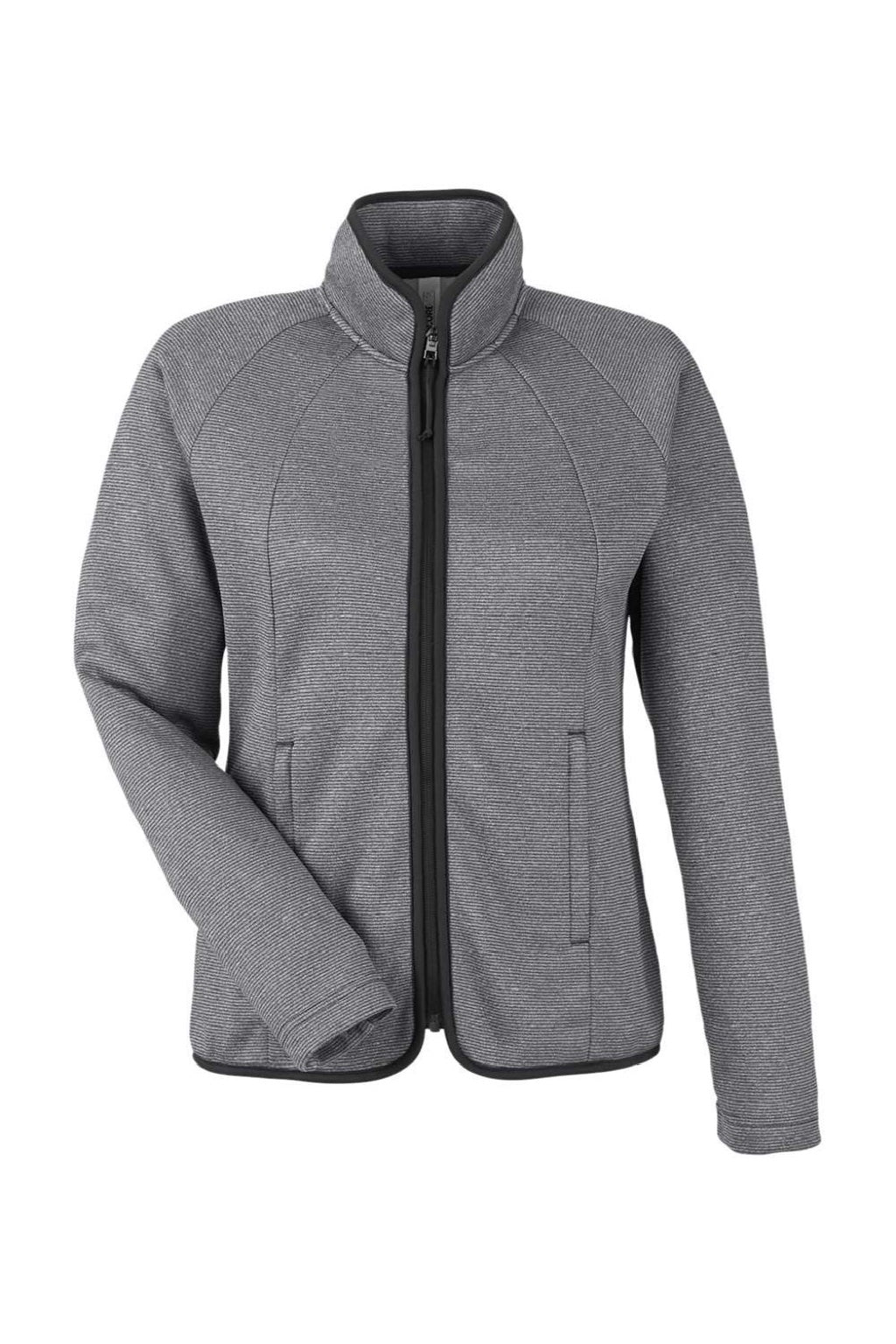 Core 365 CE72W Womens Venture Heathered Stripe Full Zip Jacket Black/White Flat Front