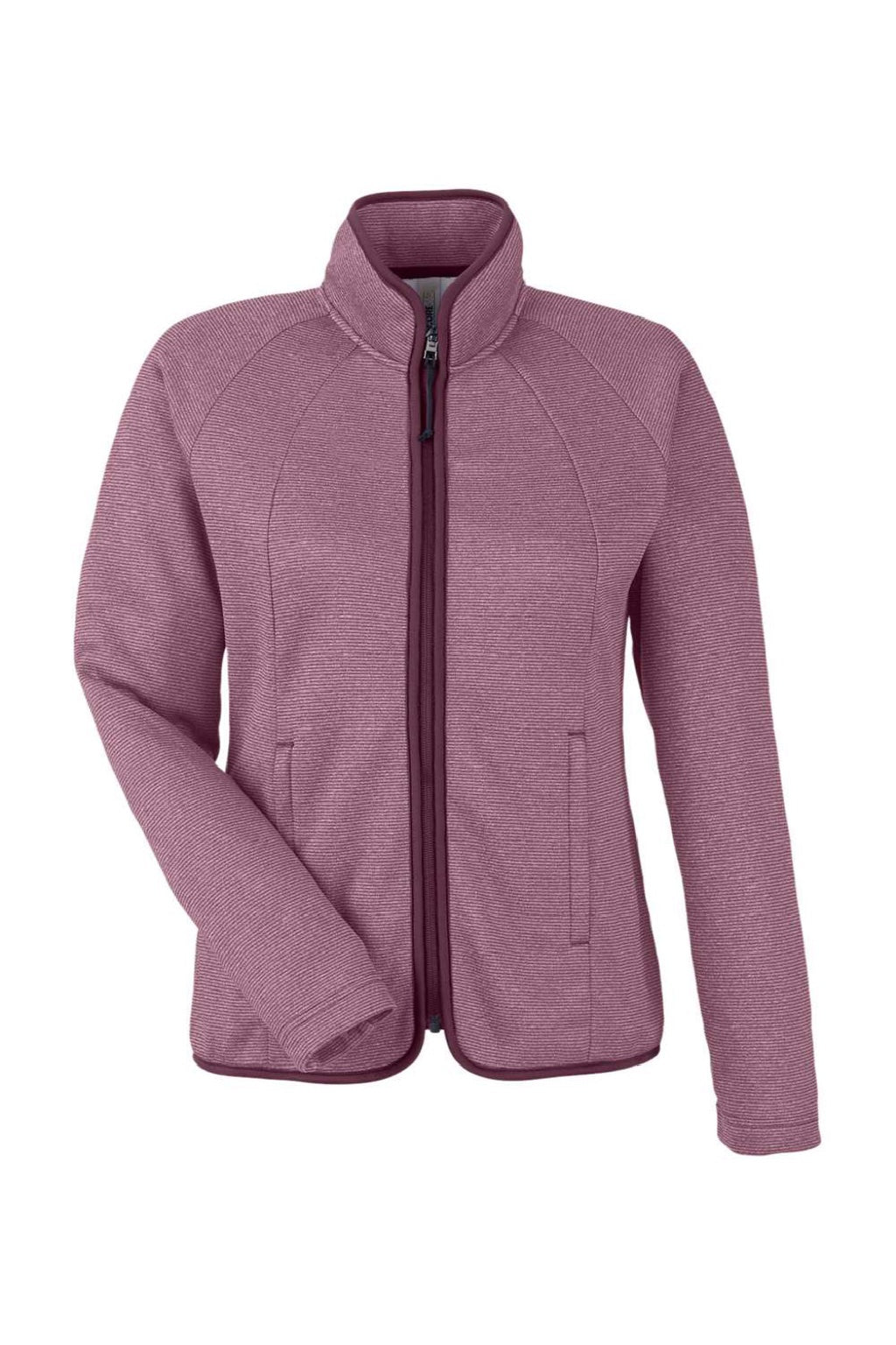 Core 365 CE72W Womens Venture Heathered Stripe Full Zip Jacket Burgundy/White Flat Front